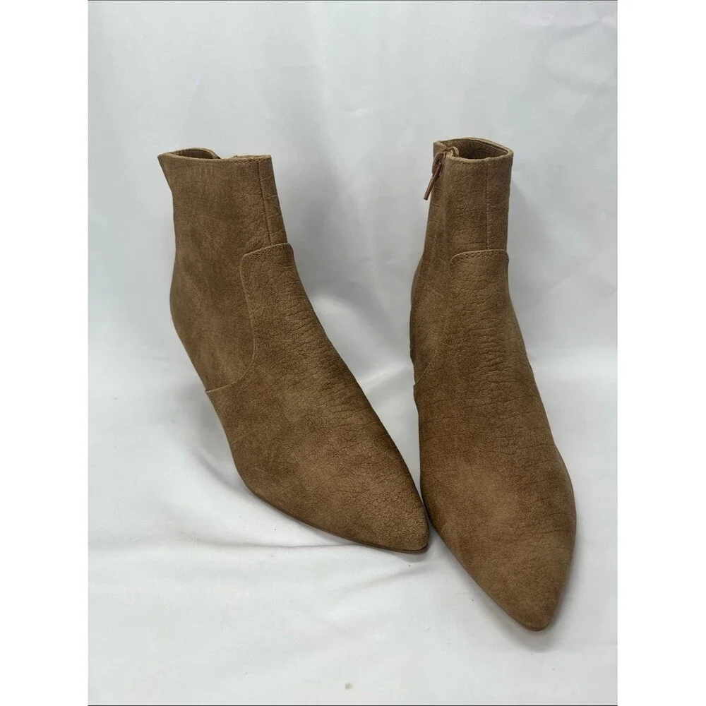 NWT Express Faux Croc Tan Kitten Heel Ankle Boots